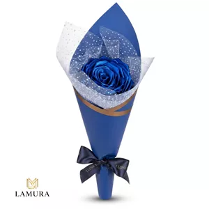 دسته گل تک شاخه رز آبی  _ گل پارچه ایی بدون تغییر
