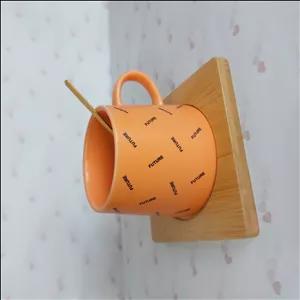 ماگ سرامیکی قاشقدار زیر چوبی بامبو