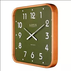ساعت دیواری چوبی مربع لوتوس مدل WD-2323-WAL/GREEN