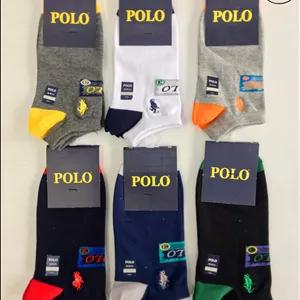 جوراب مچی مردانه برند POLO طرح پاشنه پنجه رنگی گلدوزی