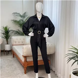 شومیز زنانه مشکی گره دار پایین حلقه