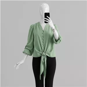 شومیز جلو دکمه دار یقه مردانه
