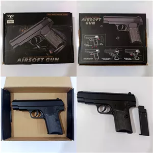 اسباب بازی پسرانه کلت نیمه فلزی وارداتی آیتم V309 خشابدار ساچمه ای