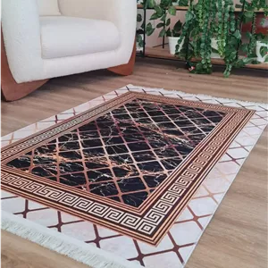 فرشینه طرح ماربل لوکس مشکی و رزگلد