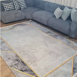 فرشینه مدرن طرح ماربل طوسی طلایی