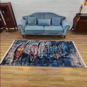 فرشینه مدرن طرح پرهای رنگی و بوهو