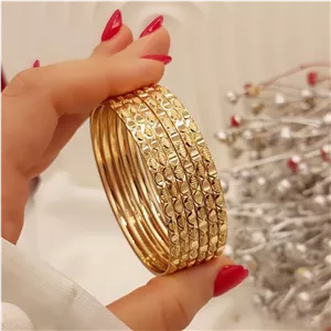 النگو طلای روس مدل بیضی – طرح طلا شیک و رنگ ثابت، پک شش تایی
