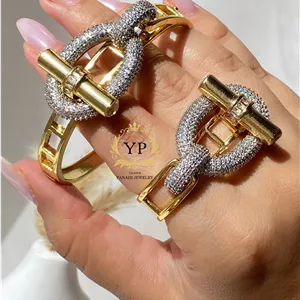 دست دستبند، انگشتر طرح طلای زنانه، مدل هرمس، نگین مخراجکاری، کد1214💍