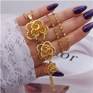 گردنبند شیک زنانه طرح گل CityGold با دو آویز متفاوت| ۱۶۴۵