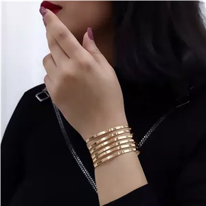 النگو ۳ میل آینه‌ای تخت زنانه برند YSX پک ۶ تایی رنگ ثابت ضد حساسیت کپی طلا