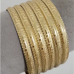 النگو ۶ میل طلاروس طرح ورساچه زنانه رنگ ثابت مشابه طلا ۱۸ عیار، پک سه عددی