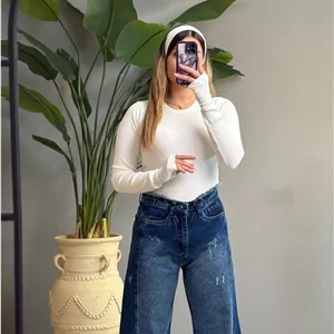 کراپ بیسیک استین بلند فینگر دار دخترانه | جنس پنبه نرم