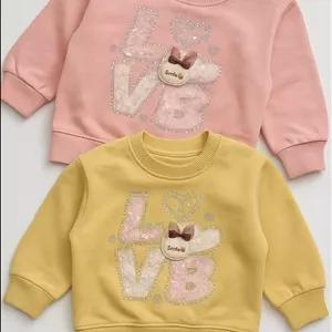 بلوز دخترونه LOVE با طراحی خاص نگین کاری شده سایز 40,45