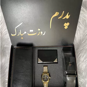 پک هدیه مردانه شیک| ساعت مچی رولکس  کیفکمربندجاکارتی | مناسب تولد و روز مرد|انتخاب متن ۰۵