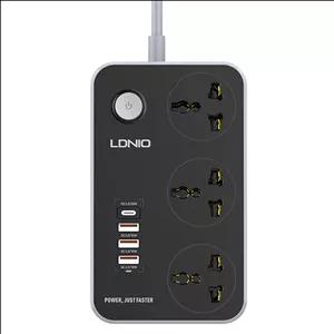 چند راهی برق 3 خانه ارت دار الدینیو مدل SC3412شارژر USB و TYPE-C با کابل 2 متری ( اورجینال )