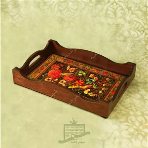سینی چوبی (طرح R.G3.32) - پذیرایی لاکچری ، ضد آب ،سنتی ، تنقلات ، سرو ، رزین