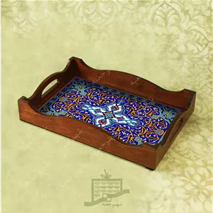 سینی چوبی (طرح R.K10.32) - پذیرایی لاکچری ،ضد آب،سنتی ، تنقلات ، سرو ، رزین