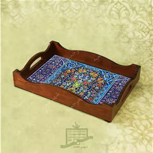 سینی چوبی (طرح R.K7.32) - پذیرایی لاکچری ، ضد آب ،سنتی ، تنقلات ، سرو ، رزین