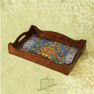 سینی چوبی (طرح R.K9.32) - پذیرایی لاکچری ، ضد آب ،سنتی ، تنقلات ، سرو ، رزین