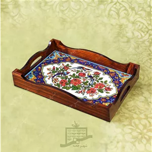سینی چوبی (طرح A1.1.32)- پذیرایی لاکچری، ضد آب، سنتی، تنقلات، سرو، کاشی