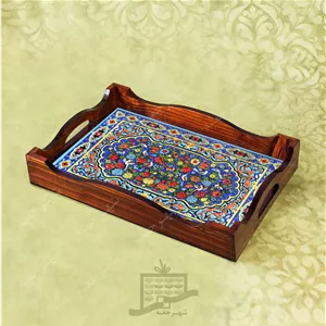 سینی چوبی (طرح A5.1.32)- پذیرایی لاکچری، ضد آب، سنتی، تنقلات، سرو، کاشی