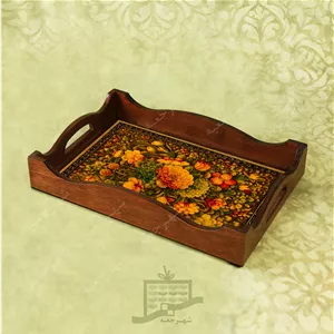سینی چوبی (طرح R.G15.32)- پذیرایی لاکچری، ضد آب، سنتی، تنقلات، سرو، رزین