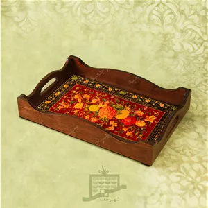 سینی چوبی (طرح R.G16.32)- پذیرایی لاکچری، ضد آب، سنتی، تنقلات، سرو، رزین