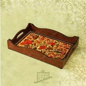سینی چوبی (طرح R.G18.32)- پذیرایی لاکچری، ضد آب، سنتی، تنقلات، سرو، رزین