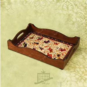 سینی چوبی (طرح R.G19.32)- پذیرایی لاکچری، ضد آب، سنتی، تنقلات، سرو، رزین