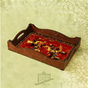 سینی چوبی (طرح R.G20.32)- پذیرایی لاکچری، ضد آب، سنتی، تنقلات، سرو، رزین