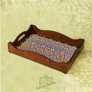 سینی چوبی (طرح R.K11.1.32)- پذیرایی لاکچری، ضد آب، سنتی، تنقلات، سرو، رزین