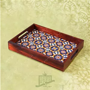 سینی چوبی (طرح B1.2.32) - پذیرایی لاکچری، ضد آب، سنتی، تنقلات، سرو، کاشی