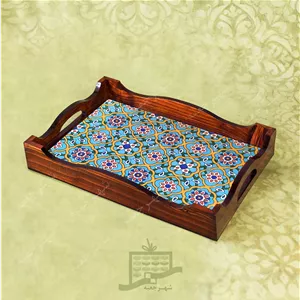 سینی چوبی (طرح B2.1.32)- پذیرایی لاکچری، ضد آب، سنتی، تنقلات، سرو، کاشی