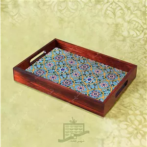 سینی چوبی (طرح B2.2.32) - پذیرایی لاکچری، ضد آب، سنتی، تنقلات، سرو، کاشی