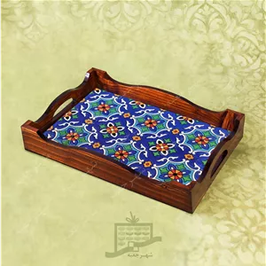 سینی چوبی (طرح B5.1.32)- پذیرایی لاکچری، ضد آب، سنتی، تنقلات، سرو، کاشی