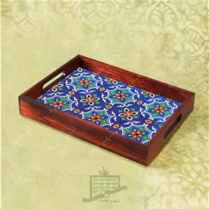 سینی چوبی (طرح B5.2.32) - پذیرایی لاکچری، ضد آب، سنتی، تنقلات، سرو، کاشی