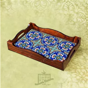 سینی چوبی (طرح B6.1.32)- پذیرایی لاکچری، ضد آب، سنتی، تنقلات، سرو، کاشی