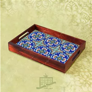 سینی چوبی (طرح B6.2.32) - پذیرایی لاکچری، ضد آب، سنتی، تنقلات، سرو، کاشی
