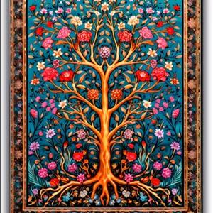 فرشینه آبی درختی فرشینه آفتاب کدA040مخمل شانل ترک استپدار