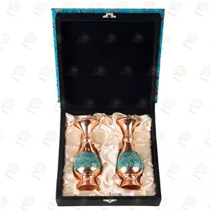 هدیه صنایع دستی جفت گلدان فیروزه کوبی (مس و فیروزه) - پرداخت در 4 قسط 