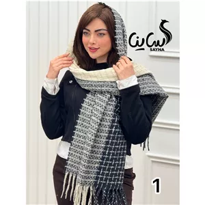 شال موهر ریشه دار چهارخانه کد 3574