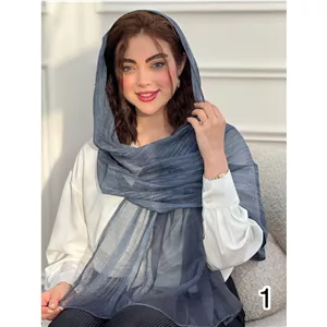 شال نخ ابریشم حاشیه راه راه کد 3885