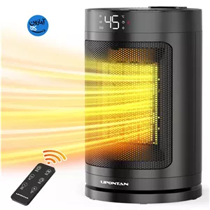 بخاری برقی فن دار سرامیکی PTC با توان 1500 وات، ترموستات و کنترل از راه دور، تایمر 12 ساعته، چرخش 90 درجه