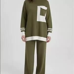 ست بافت شومیز تک جیب و شلوار