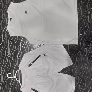 ست ورزشی رکابی شلوارک سفید رنگ نایک و ادیداس سایز لارج تا ۲ ایکس لارج