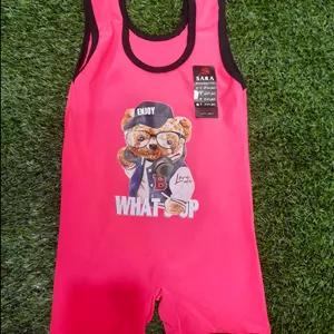 مایو شنا دخترانه بچگانه پادار صورتی و قرمز سایز ۱ تا۴