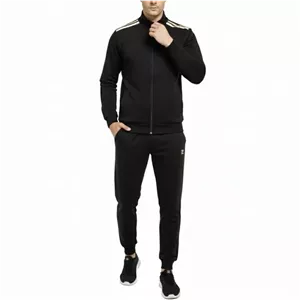 ست گرمکن مردانه پاییزه و زمستانه مشکی با نوار طلایی و سفید