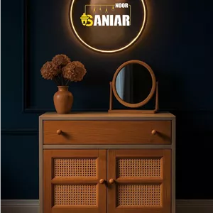 استند کافی‌بار مدل رویال – تمام چوب با درب‌های حصیری و فینیش رنگی اختصاصی