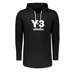 تیشرت آستین بلند مردانه کلاه دار Y-3 آدیداس مشکی و سفید