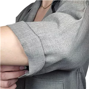 کت زنانه طوسی یقه انگلیسی اسلپ دکمه دار
